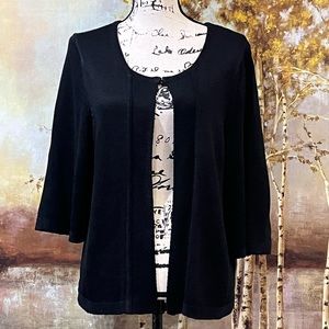 Peter Nygard Black Open Front Cardigan